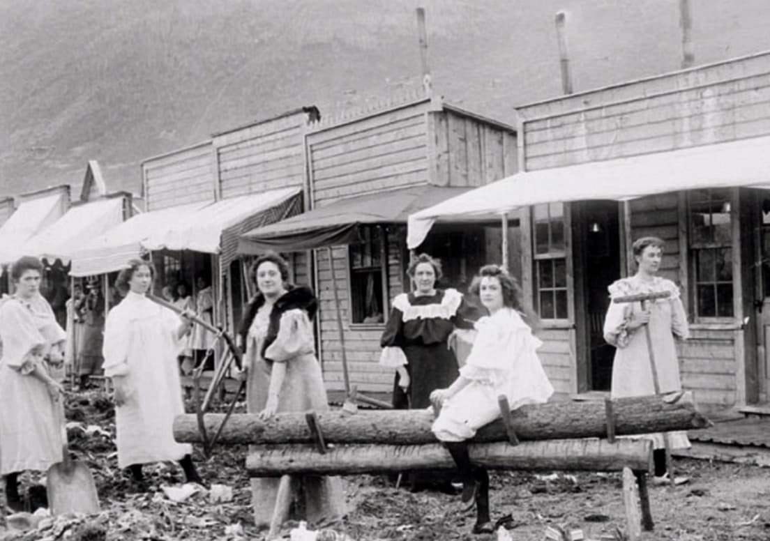 Ladies hang out outside in Yukon, Canada. 